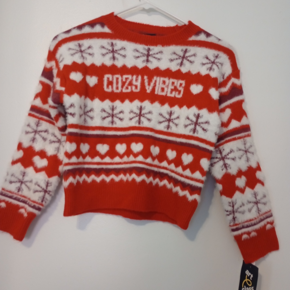 Art Class Red and White Cozy Vibes Sweater
